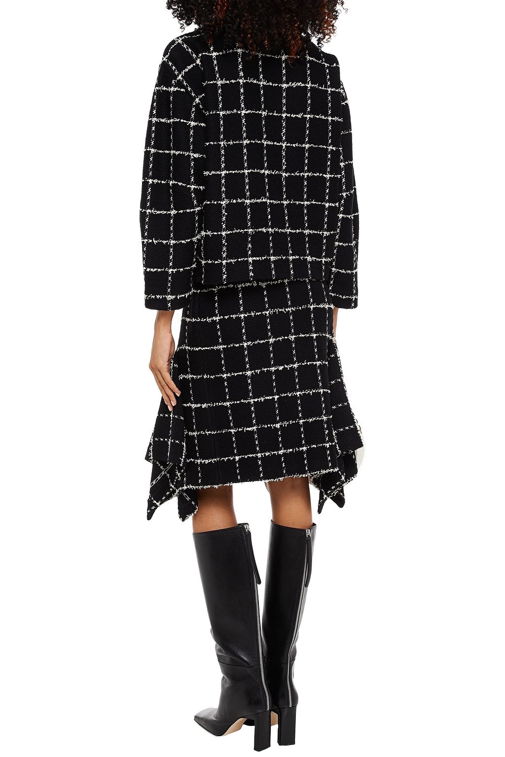 ST. JOHN Draped checked wool-blend skirt
