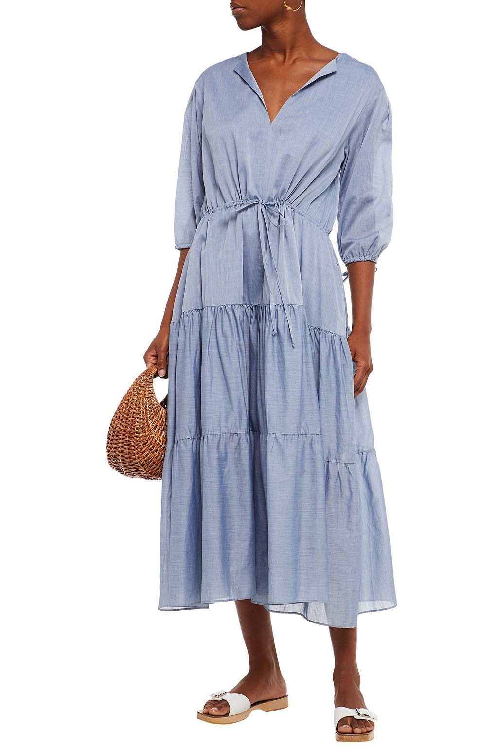 LOUP CHARMANT Dayo tiered cotton midi dress