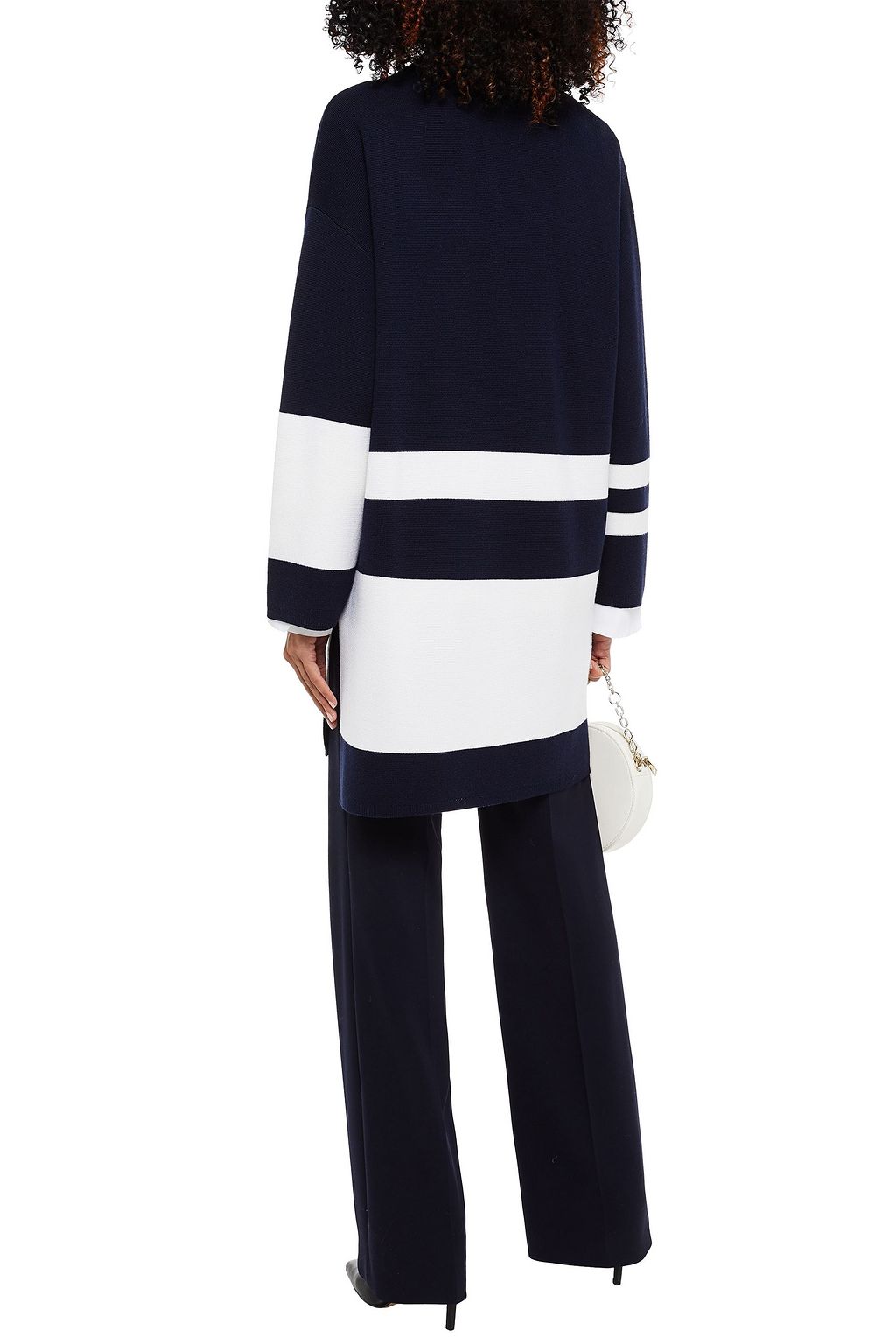 ST. JOHN Two-tone wool and silk-blend cardigan