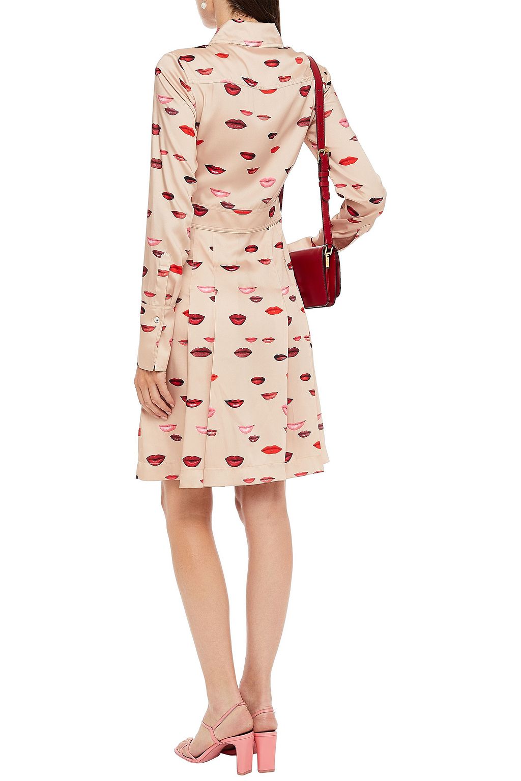 VICTORIA, VICTORIA BECKHAM Pleated printed satin-twill shirt dress