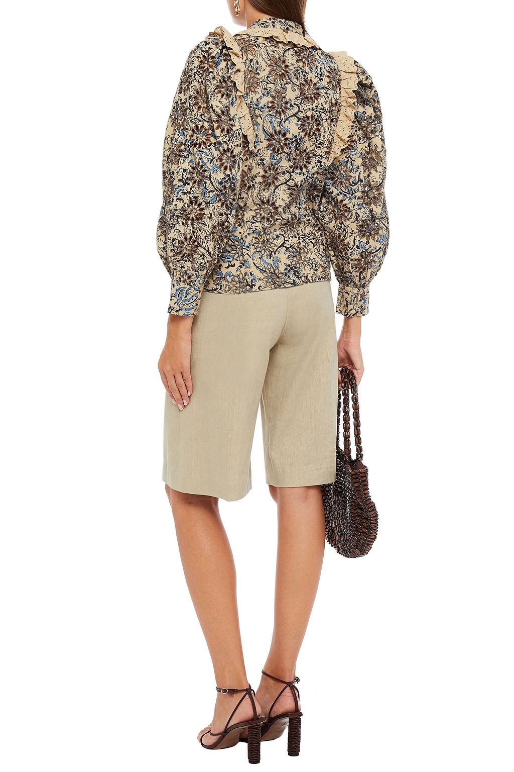 ANTIK BATIK Mary ruffled printed broderie anglaise cotton blouse