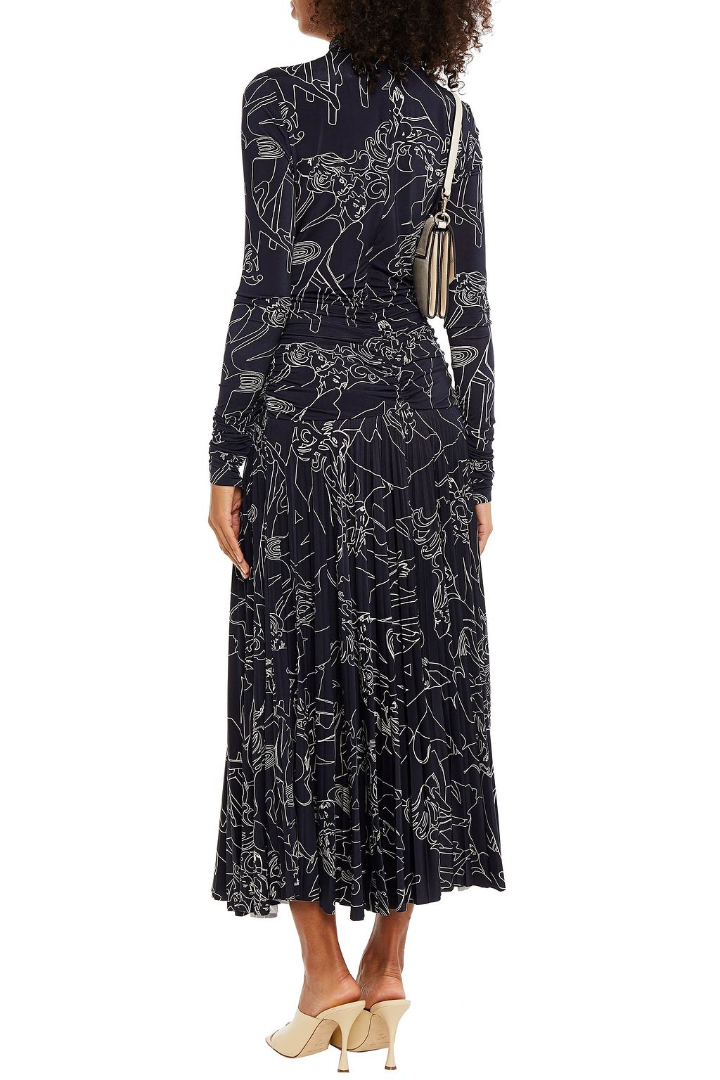 VICTORIA, VICTORIA BECKHAM Pleated printed satin-jersey midi dress