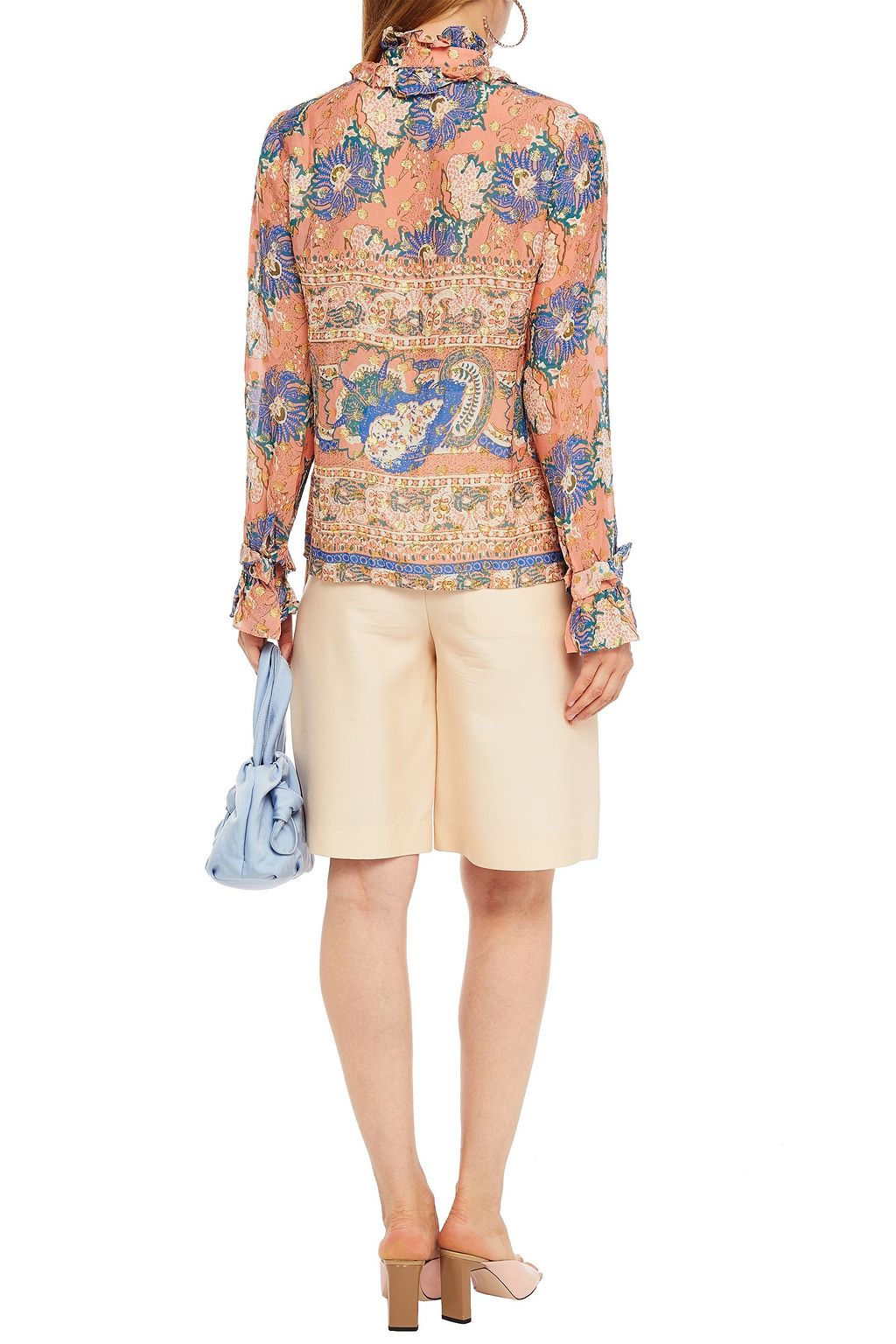 ANTIK BATIK Abbye ruffle-trimmed printed fil coupé chiffon blouse