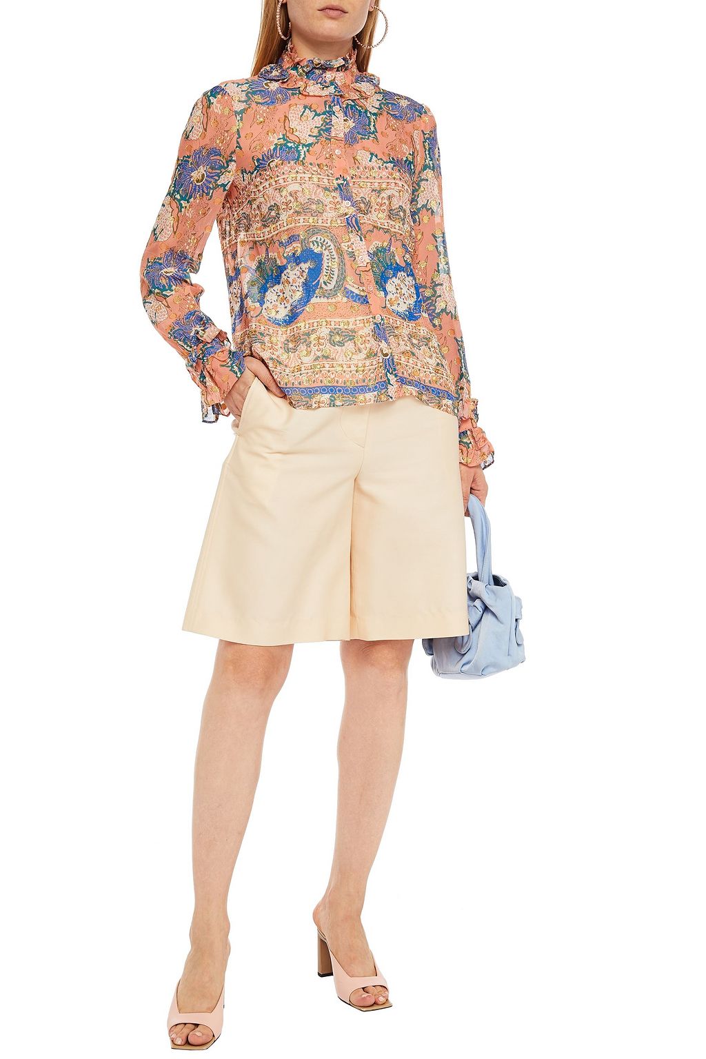 ANTIK BATIK Abbye ruffle-trimmed printed fil coupé chiffon blouse