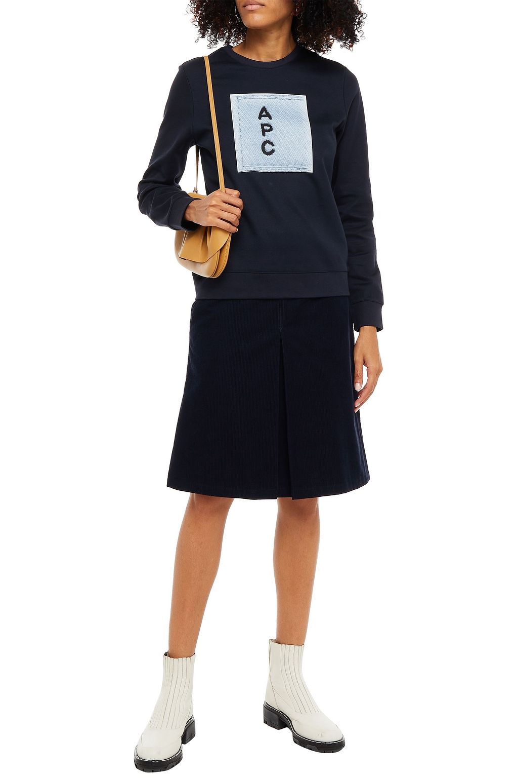 A.P.C. Pleated cotton-blend corduroy skirt
