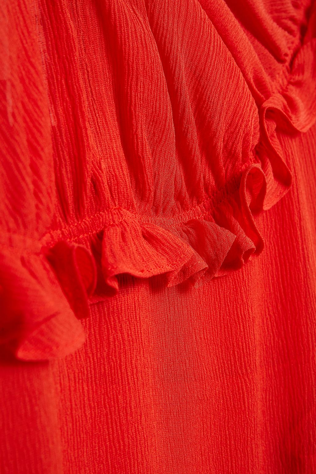 VICTORIA, VICTORIA BECKHAM Ruffle-trimmed gathered crepon dress
