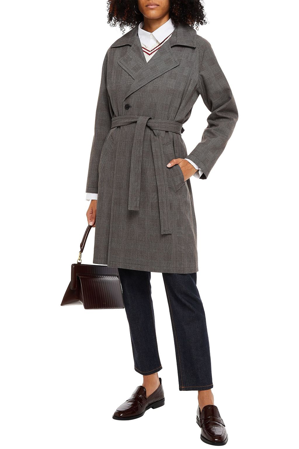 A.P.C. Belted Prince of Wales checked tweed coat