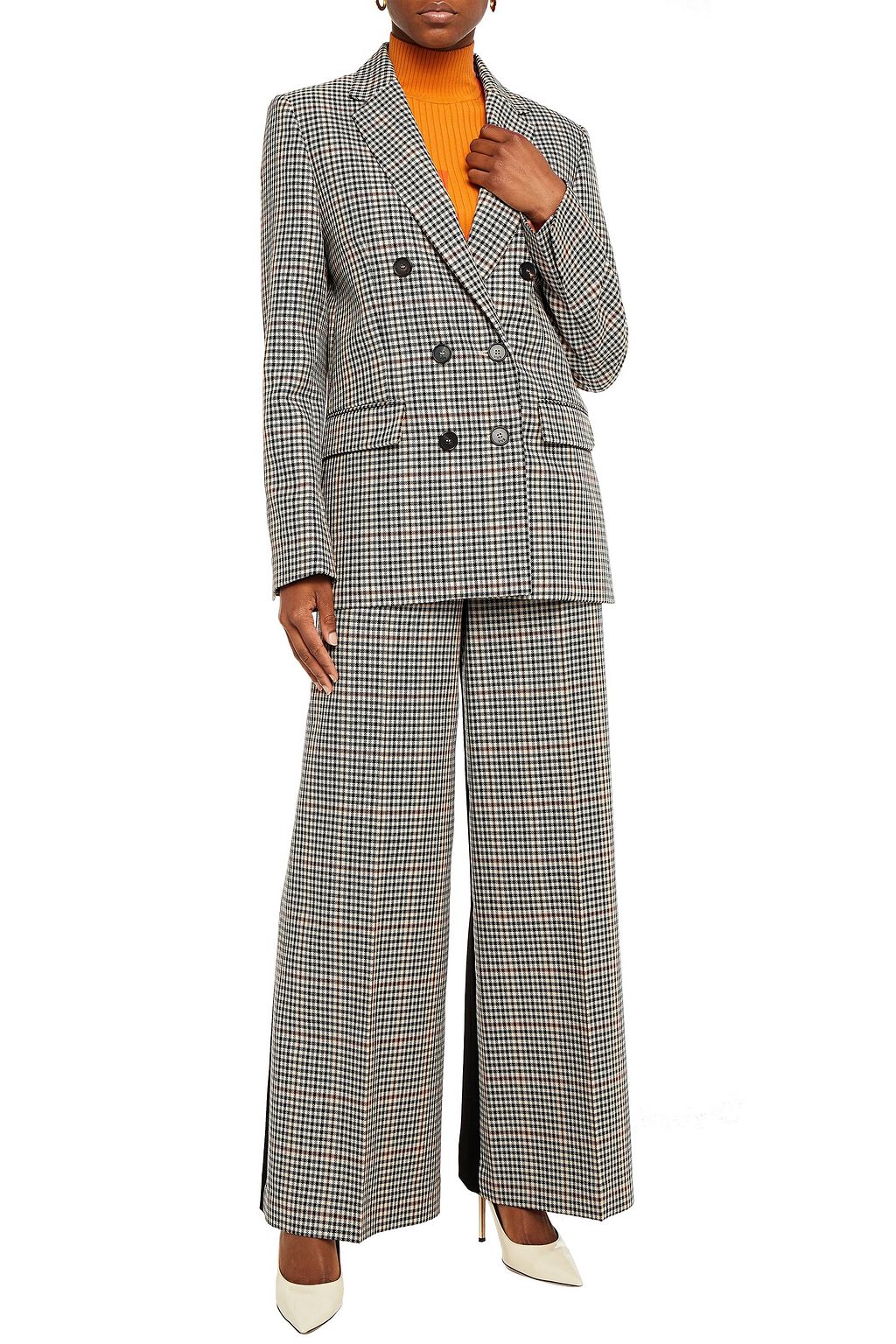 VICTORIA, VICTORIA BECKHAM Double-breasted checked wool-blend blazer
