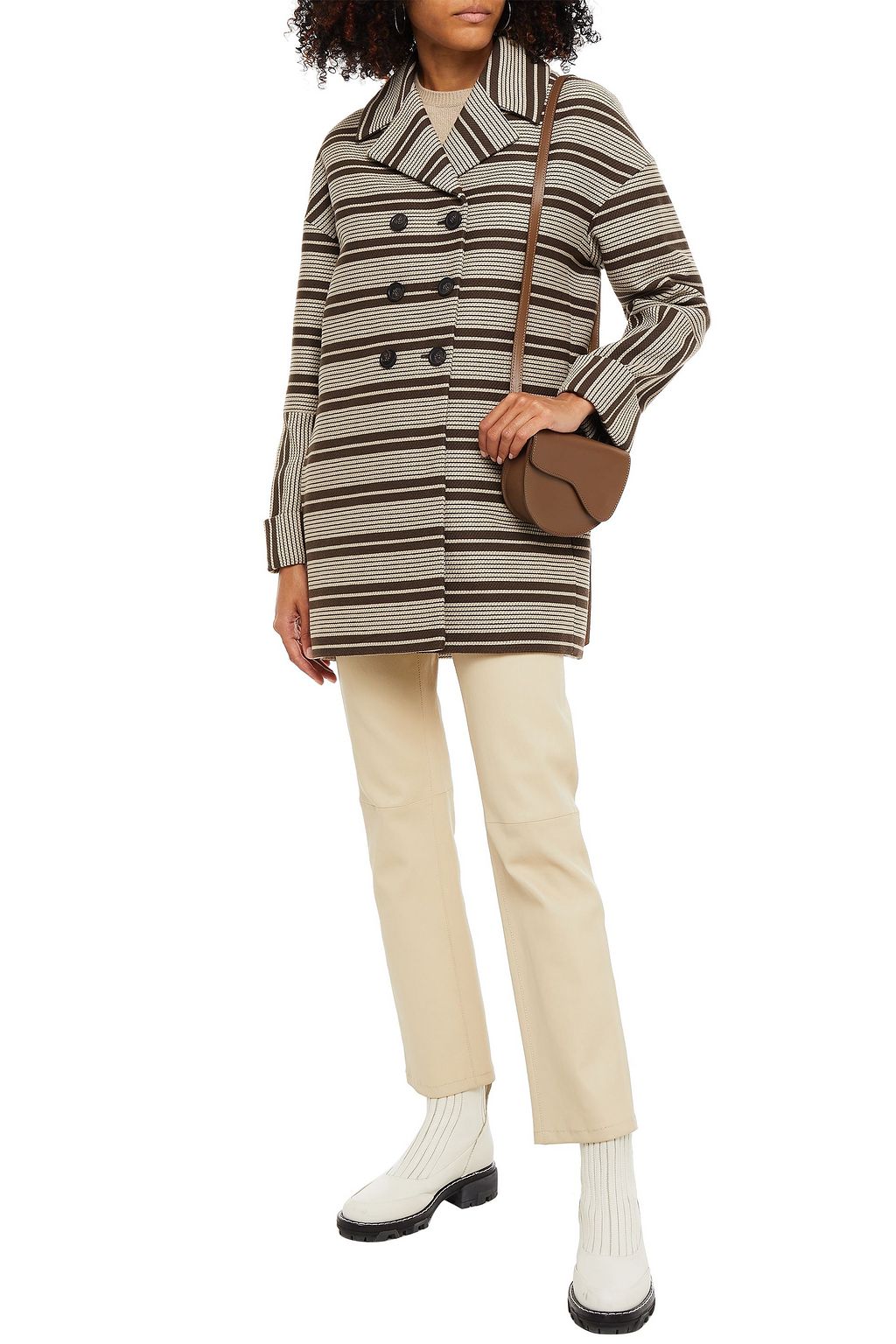 A.P.C. Double-breasted striped tweed coat