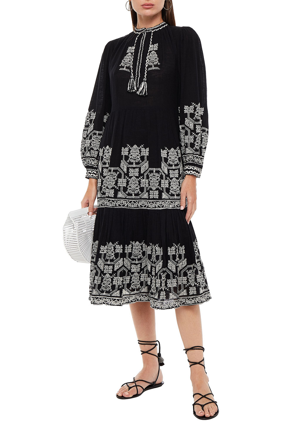 tiered embroidered dress