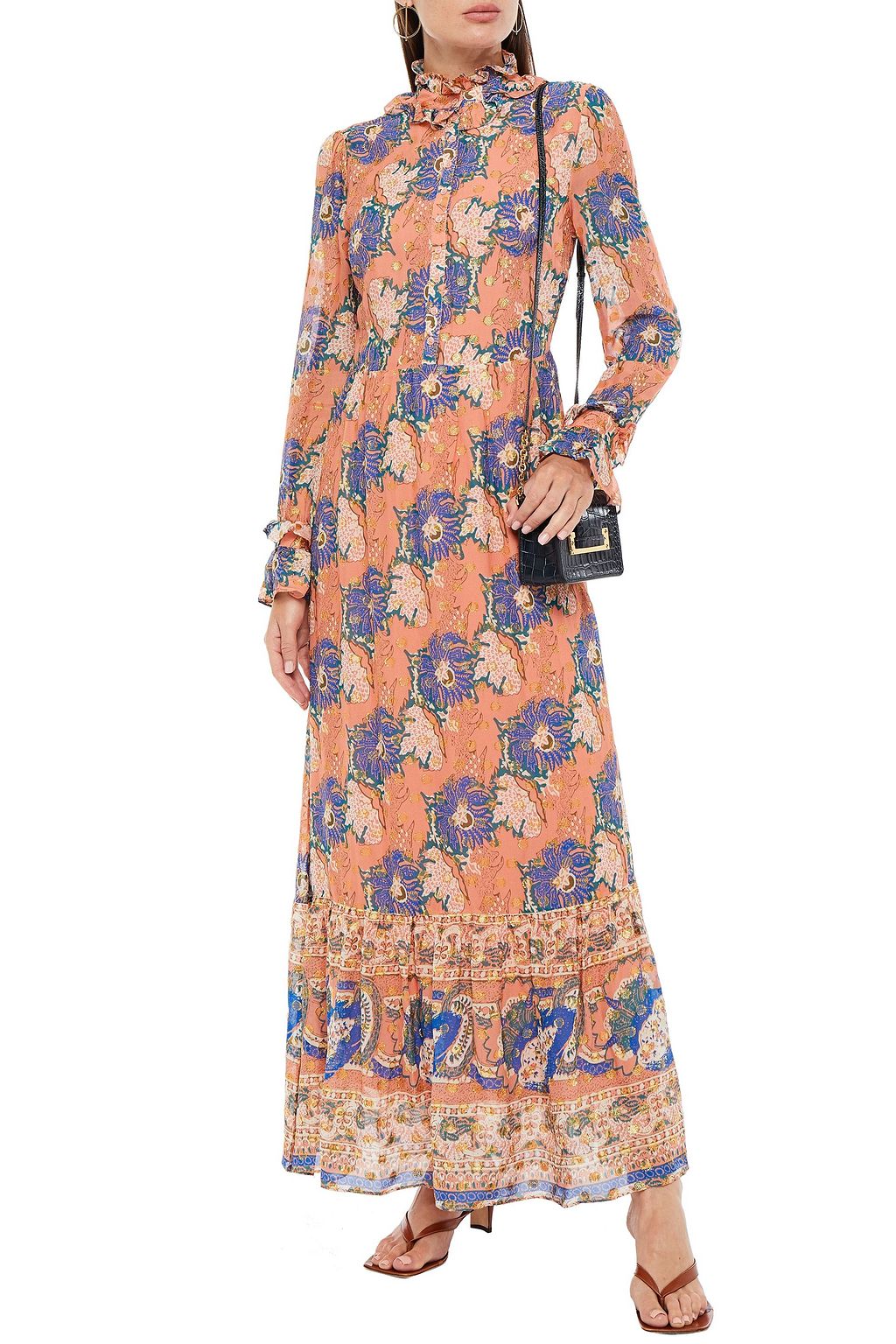 ANTIK BATIK Abbye floral-print metallic fil coupé chiffon maxi dress
