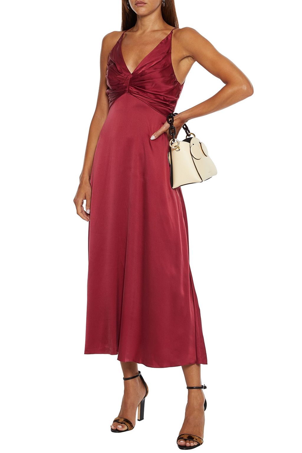 ZIMMERMANN Ruched washed stretch-silk midi slip dress