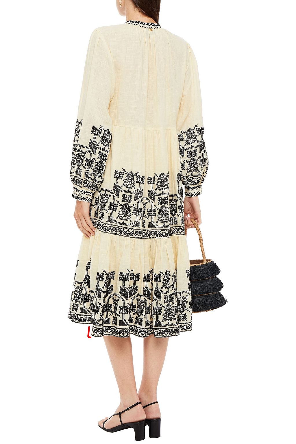ANTIK BATIK Sofia tiered embroidered cotton-gauze midi dress