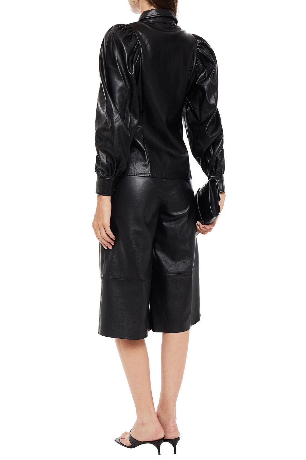 ANTIK BATIK Ninon gathered faux leather blouse