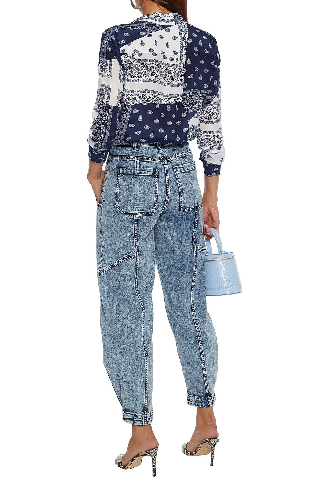 ALICE + OLIVIA Willa patchwork-effect printed silk crepe de chine shirt
