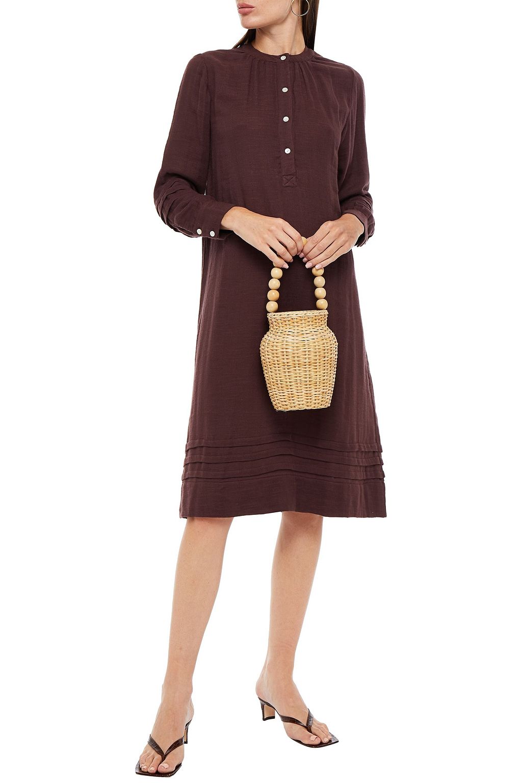 ANTIK BATIK Agar pintucked cotton-twill dress