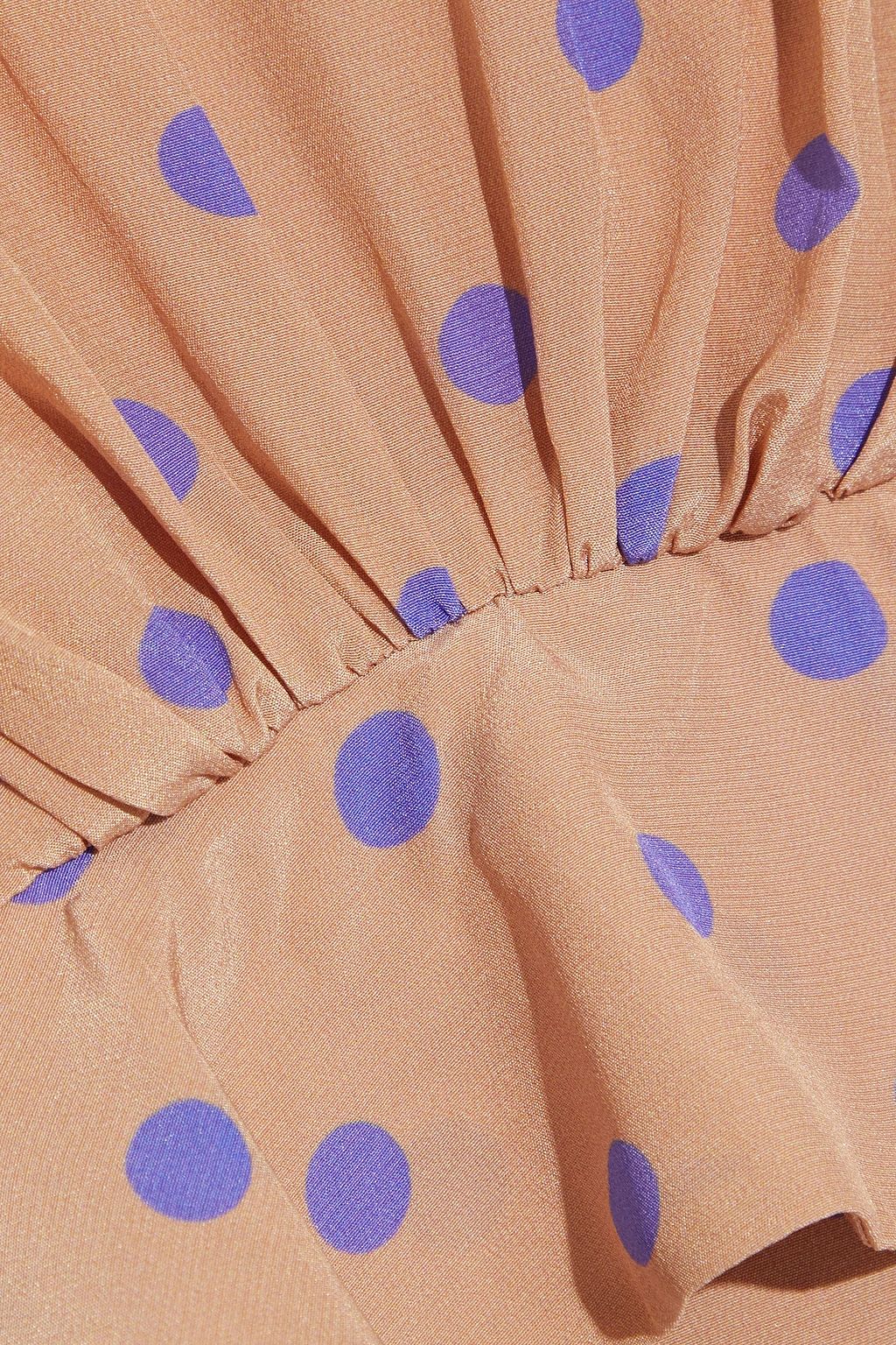 ZIMMERMANN Gathered polka-dot silk crepe de chine midi dress