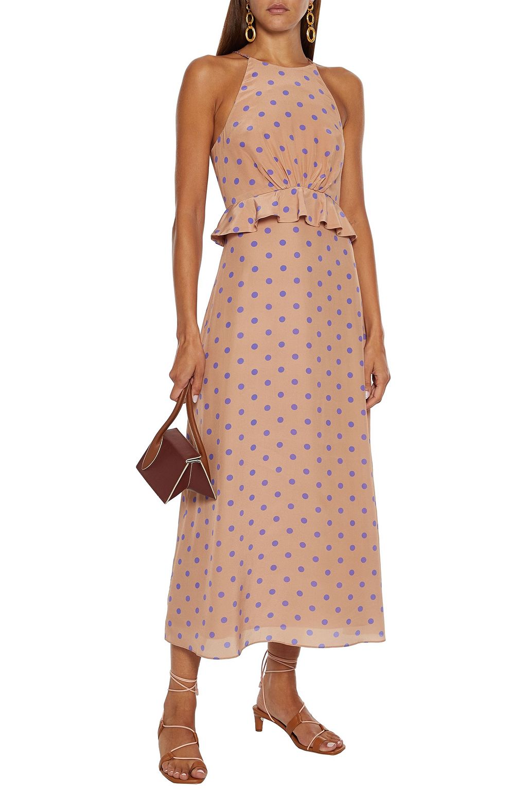 ZIMMERMANN Gathered polka-dot silk crepe de chine midi dress