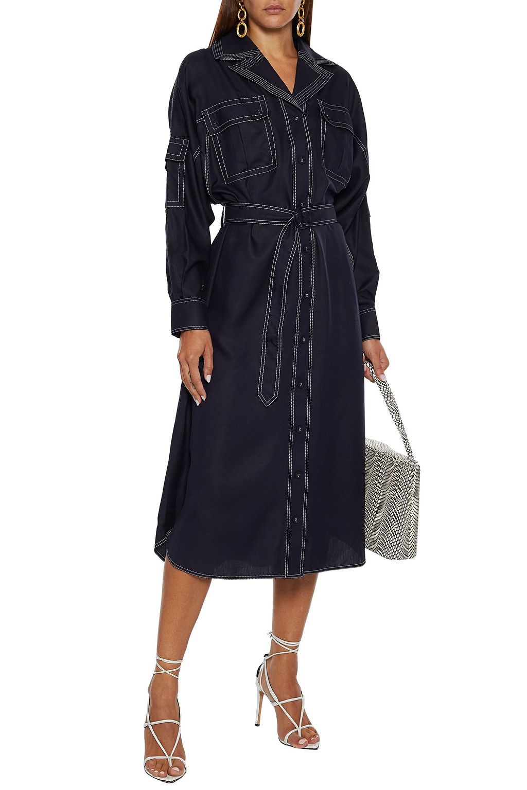 ZIMMERMANN Belted silk midi shirt dress