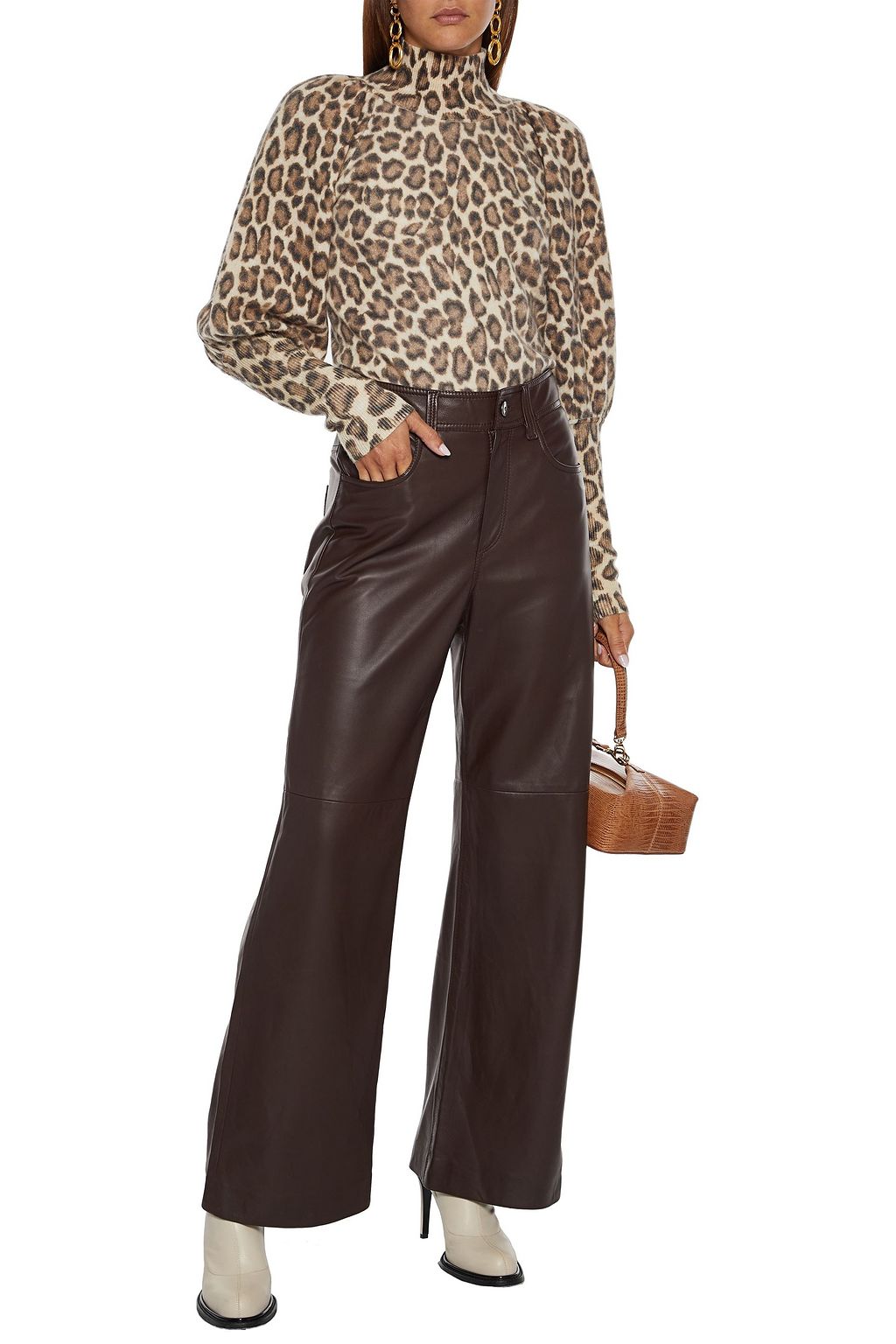 ZIMMERMANN Leopard-print cashmere turtleneck sweater