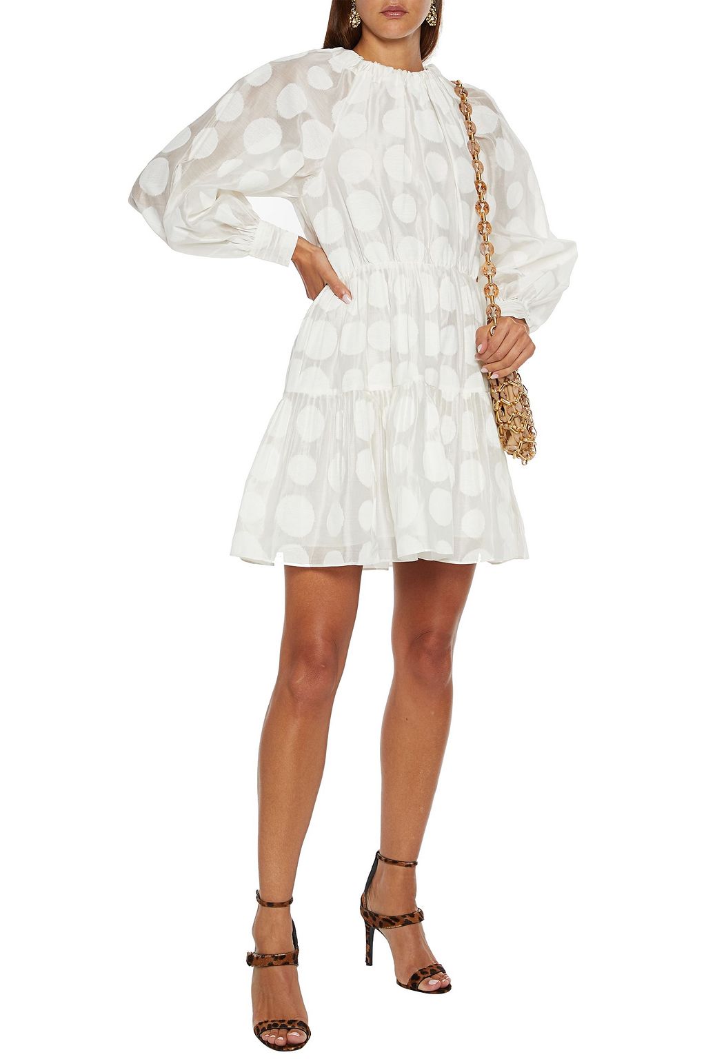 ULLA JOHNSON Leona tiered polka-dot cotton and silk-blend organza mini dress