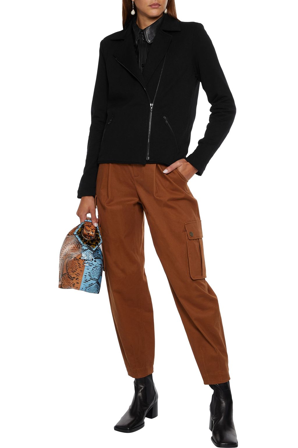 MAJESTIC FILATURES Stretch-fleece biker jacket