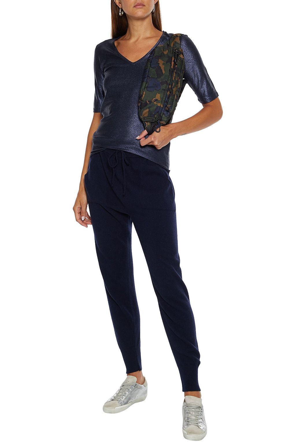 MAJESTIC FILATURES Metallic stretch-jersey T-shirt