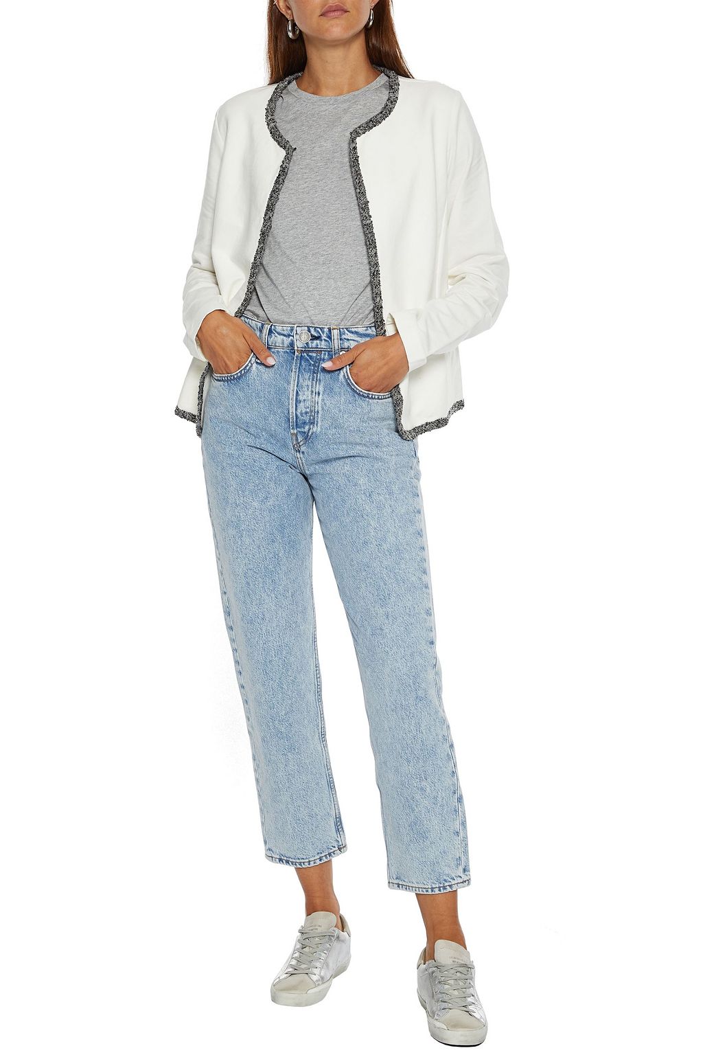 MAJESTIC FILATURES Metallic-trimmed cotton-blend jersey jacket