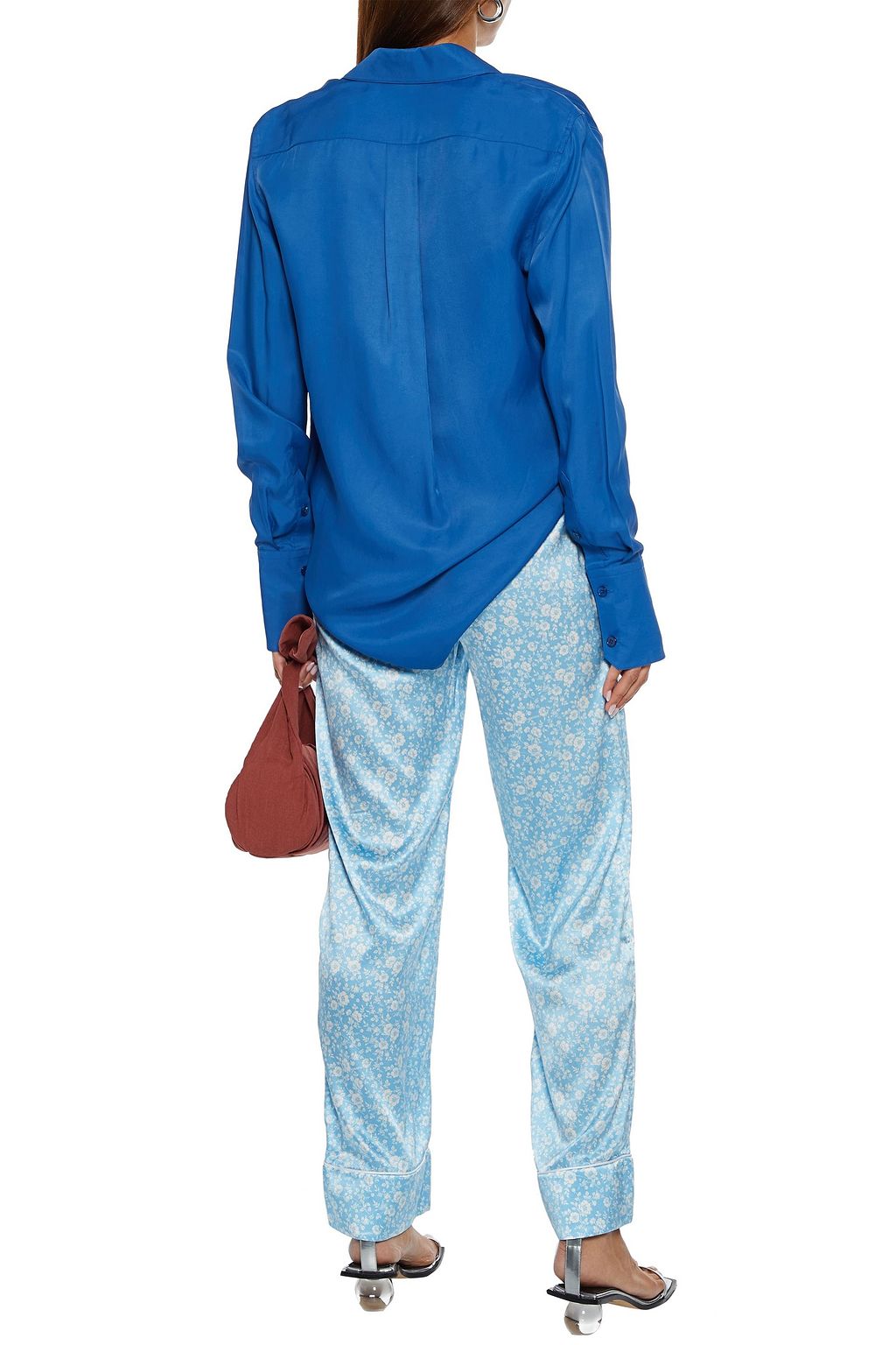 GANNI Leopard-print silk-blend satin straight-leg pants