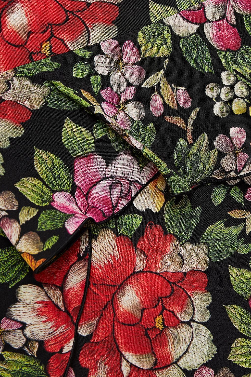 ETRO Ruffled floral-print silk crepe de chine midi skirt
