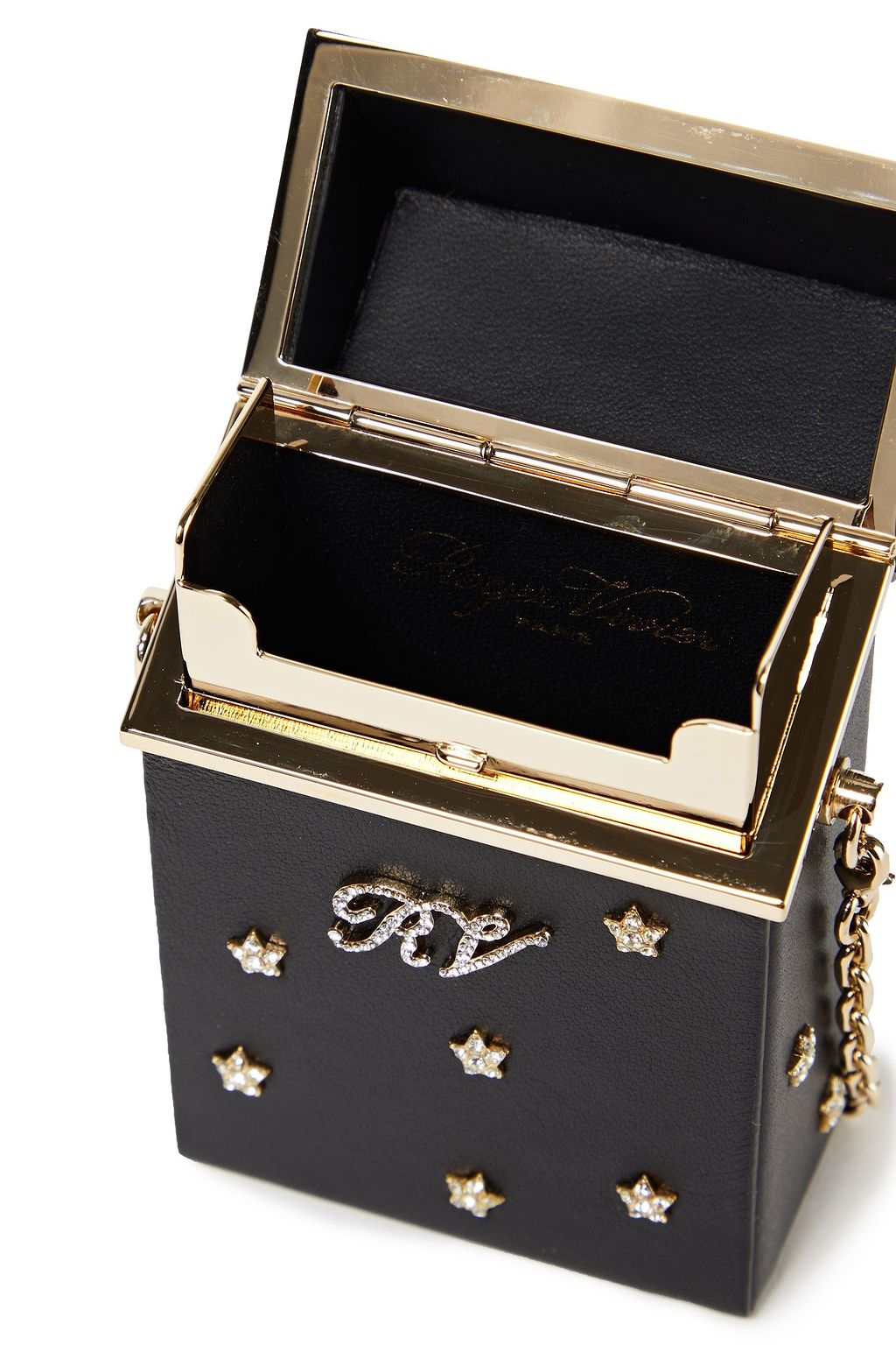 ROGER VIVIER レザー シガレットケース クリスタル付き