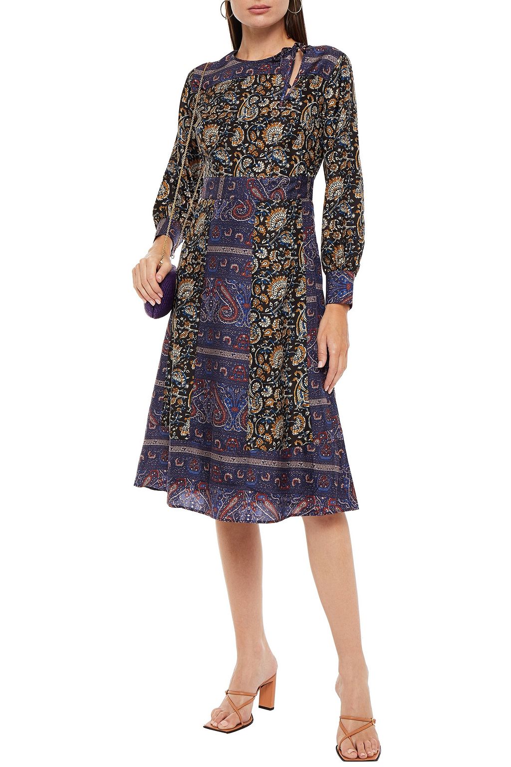 ANTIK BATIK Keith paneled printed silk crepe de chine dress