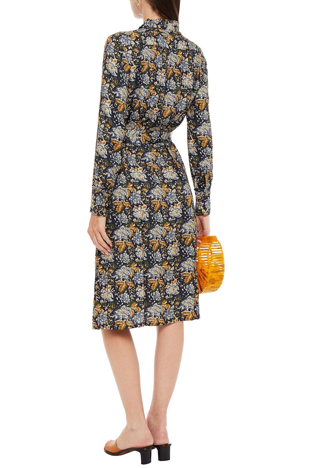 ANTIK BATIK Misso belted ruffle-trimmed floral-print twill midi dress
