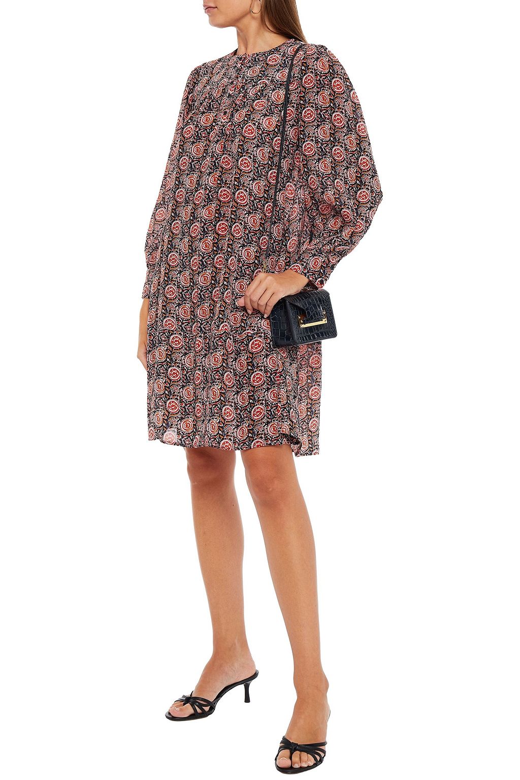 ANTIK BATIK Nikki pintucked printed crepe mini dress