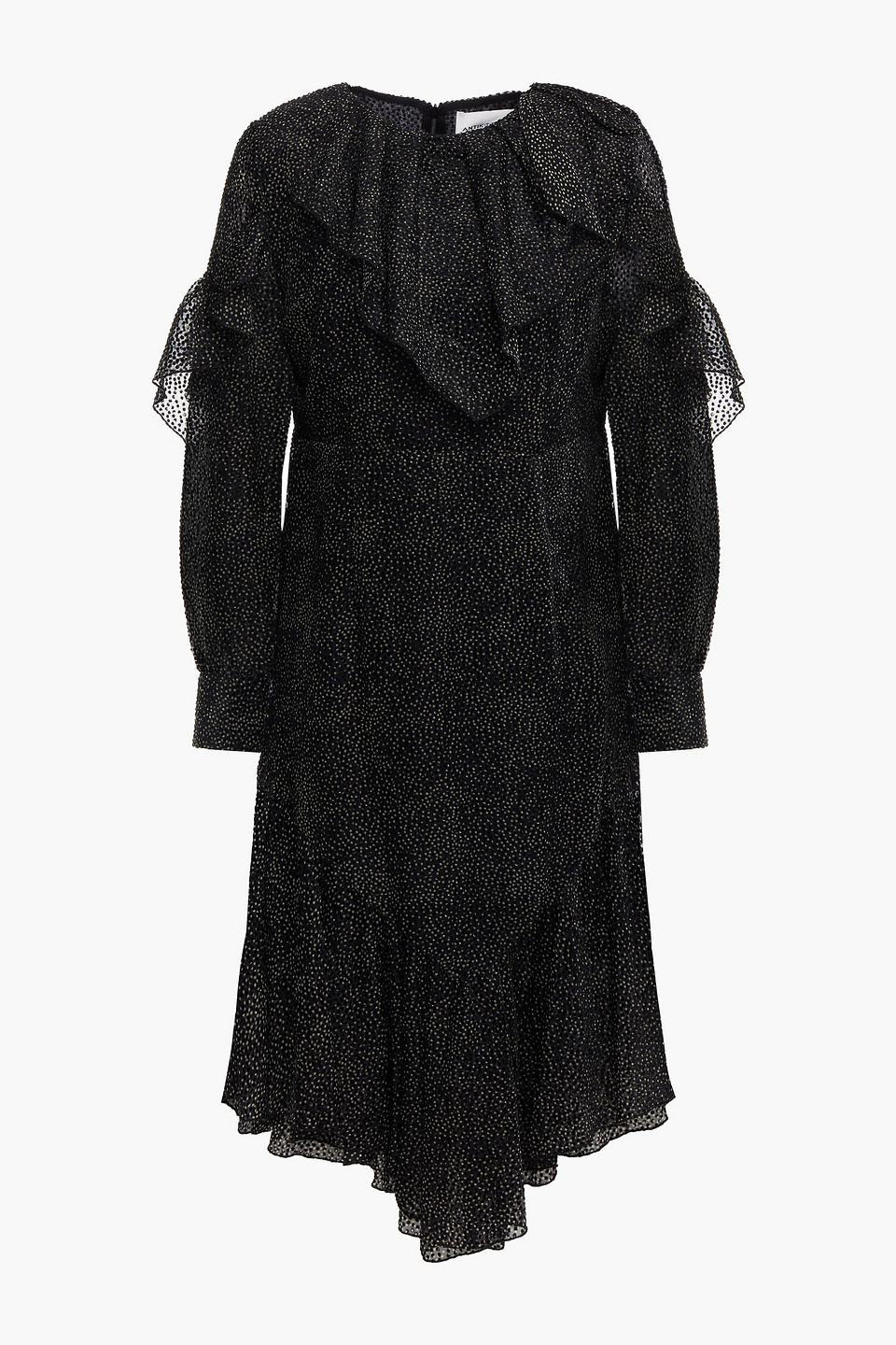 Antik Batik Pita bow-detailed ruffled flocked chiffon dress