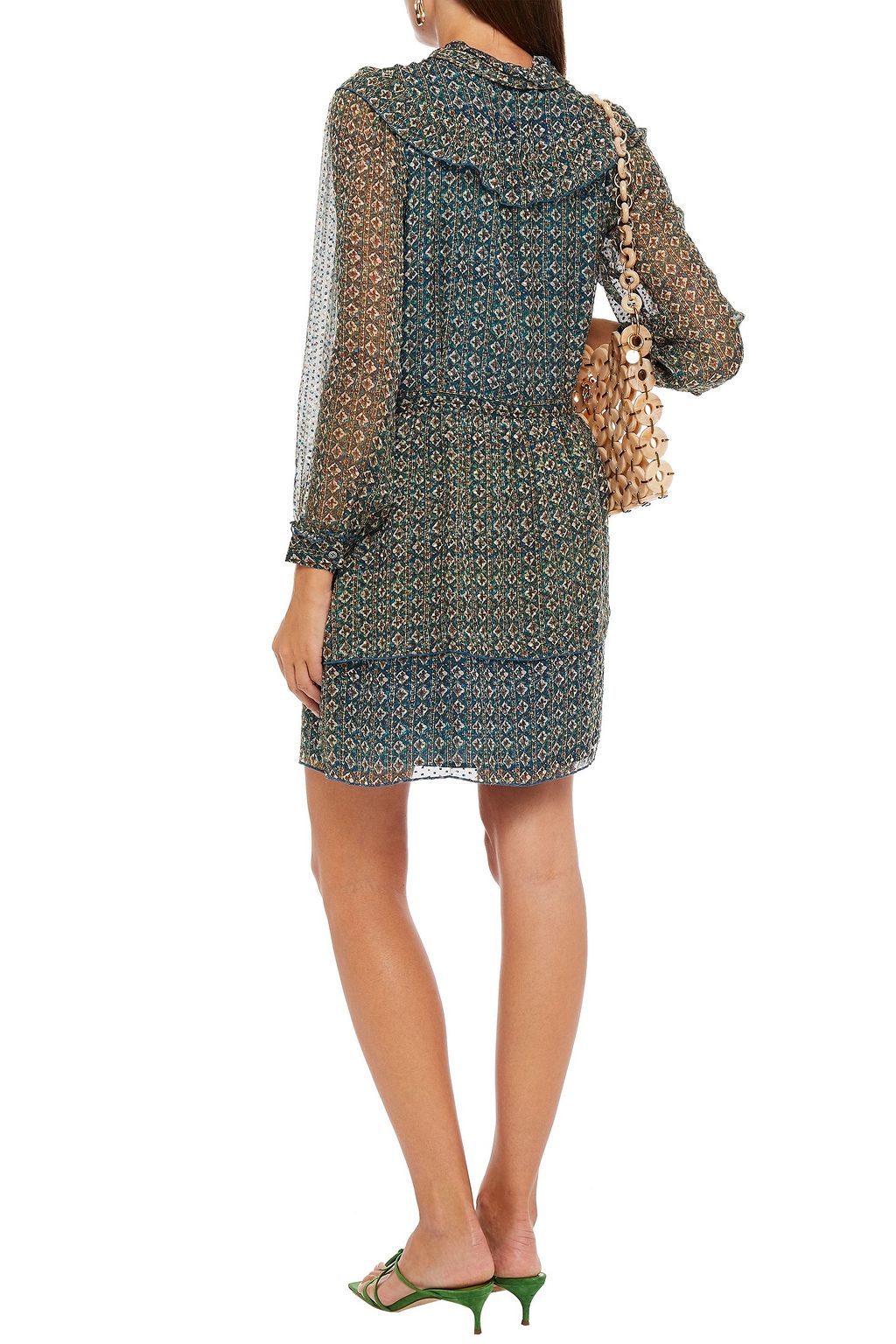 ANTIK BATIK Malo pussy-bow tiered printed fil coupé silk-blend mini dress