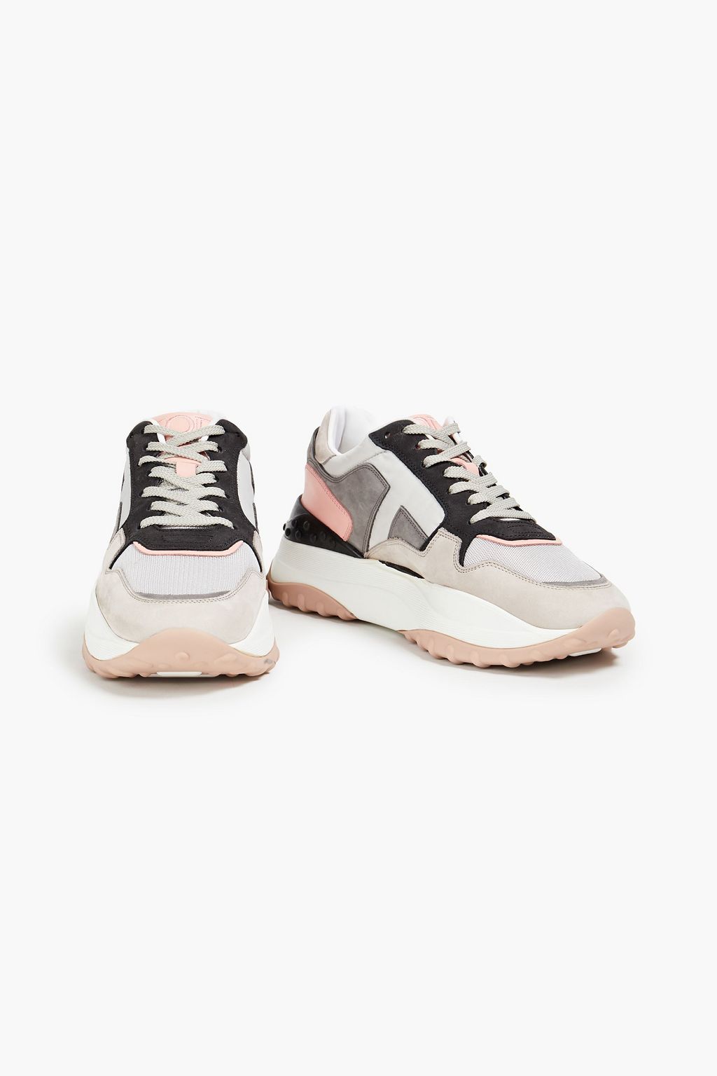 TOD'S Shell, mesh and suede sneakers