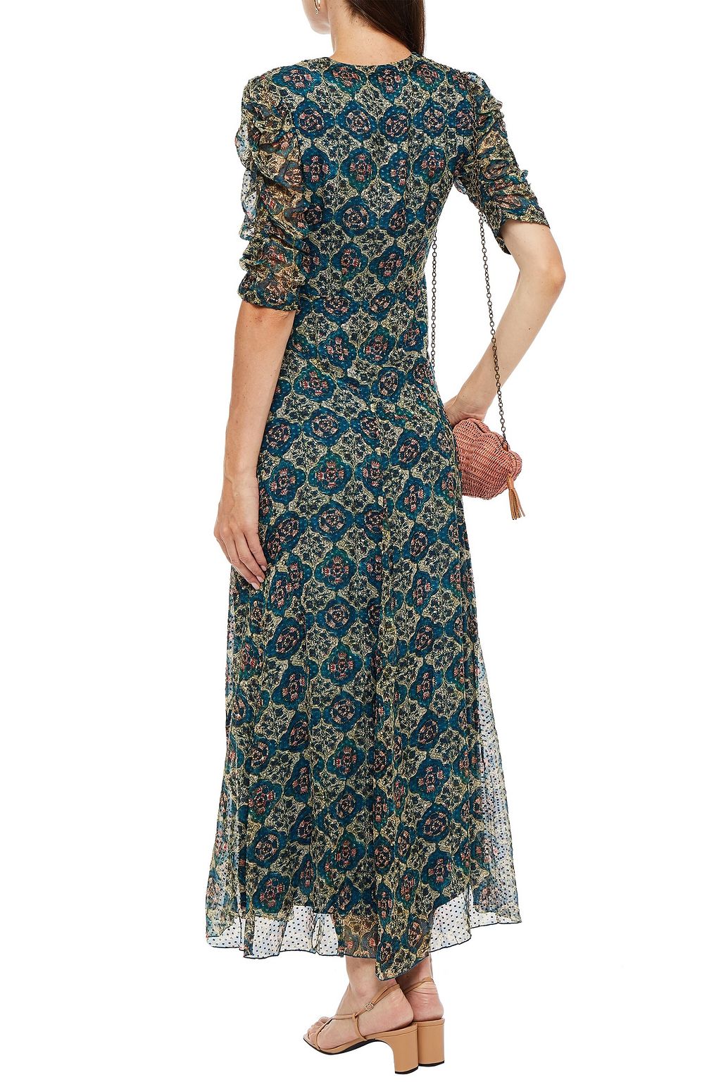 ANTIK BATIK Malo ruched printed fil coupé silk-blend maxi dress