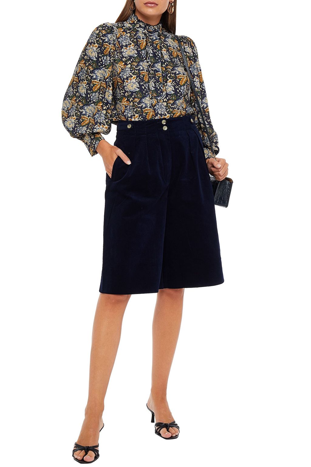 ANTIK BATIK Misso ruffle-trimmed floral-print twill blouse
