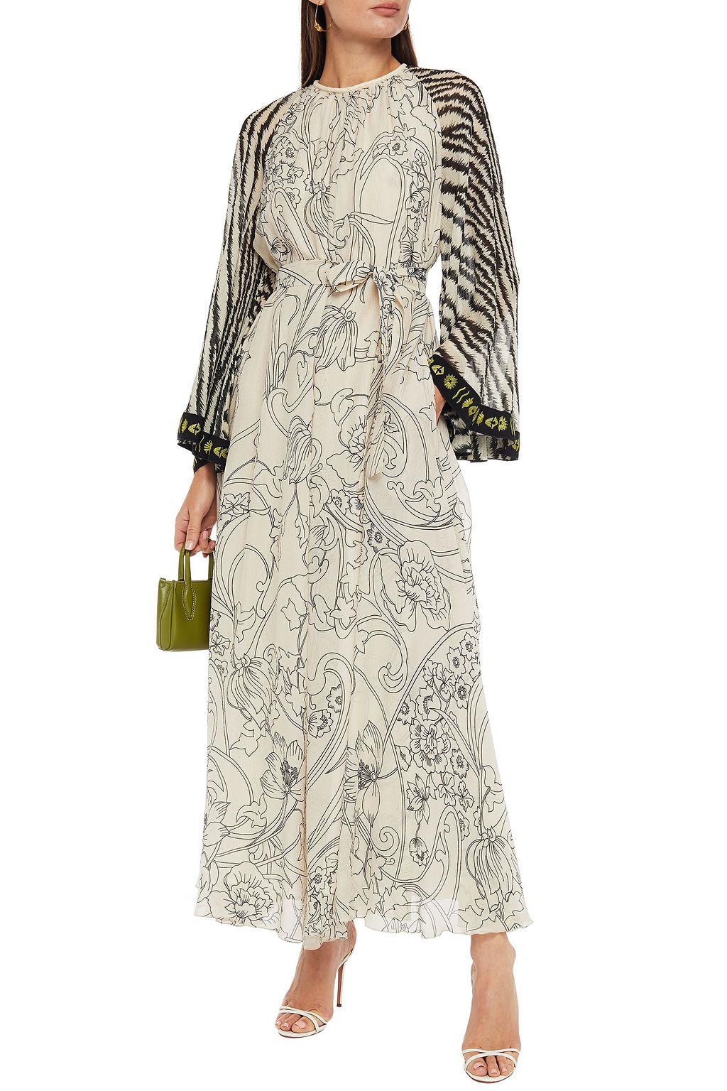 ETRO Belted printed silk-georgette maxi dress