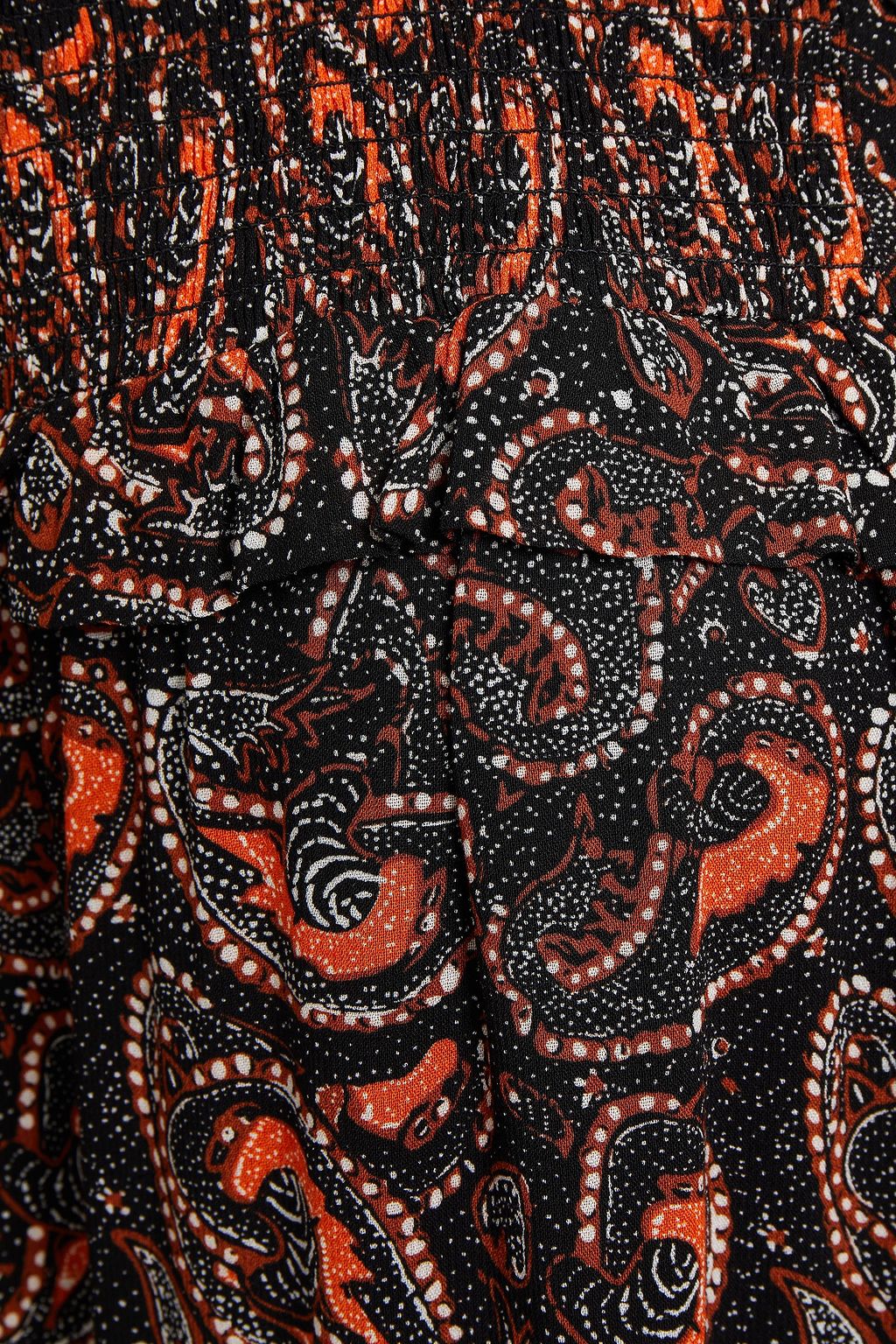 ANTIK BATIK Otto belted shirred printed crepe maxi dress