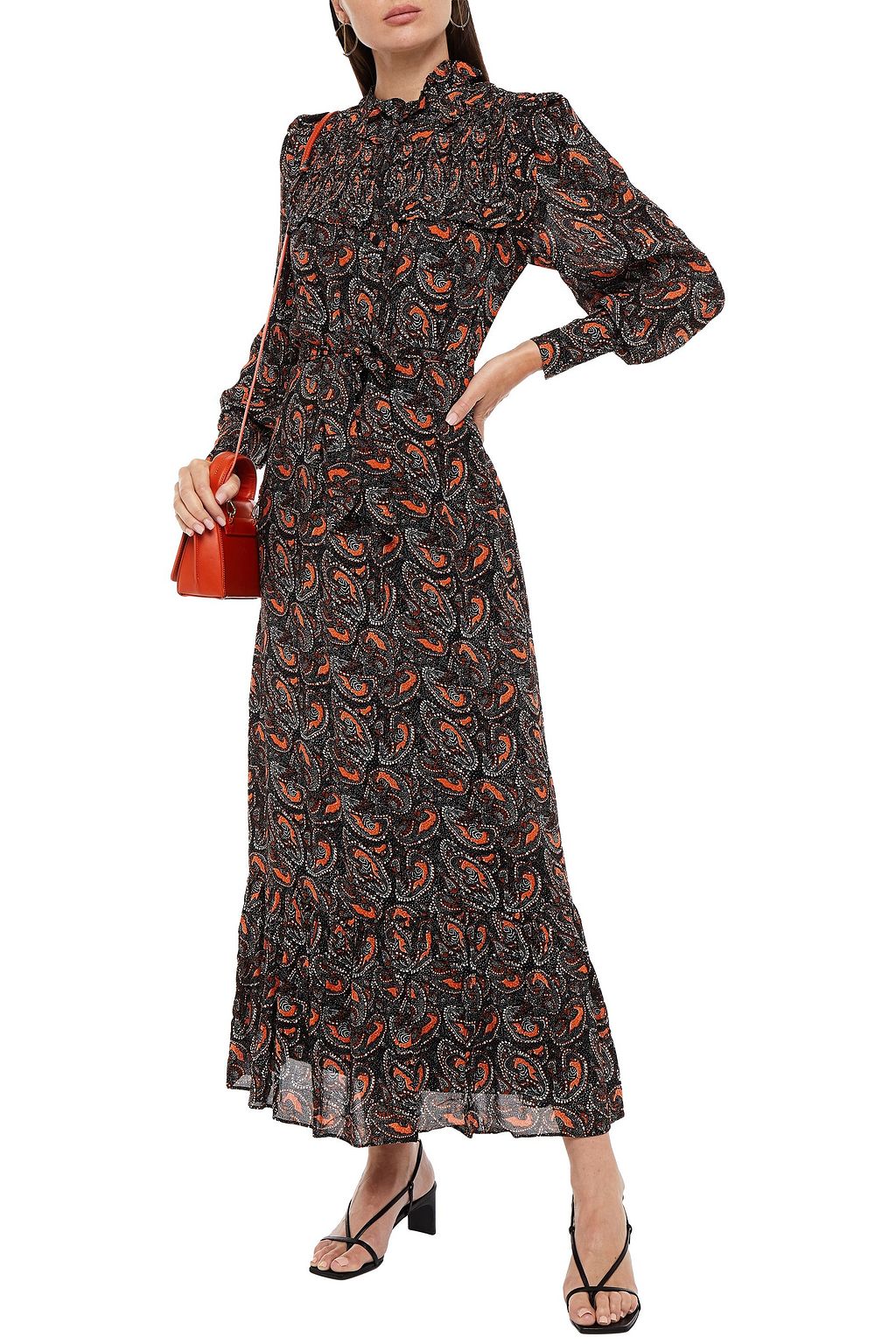 ANTIK BATIK Otto belted shirred printed crepe maxi dress