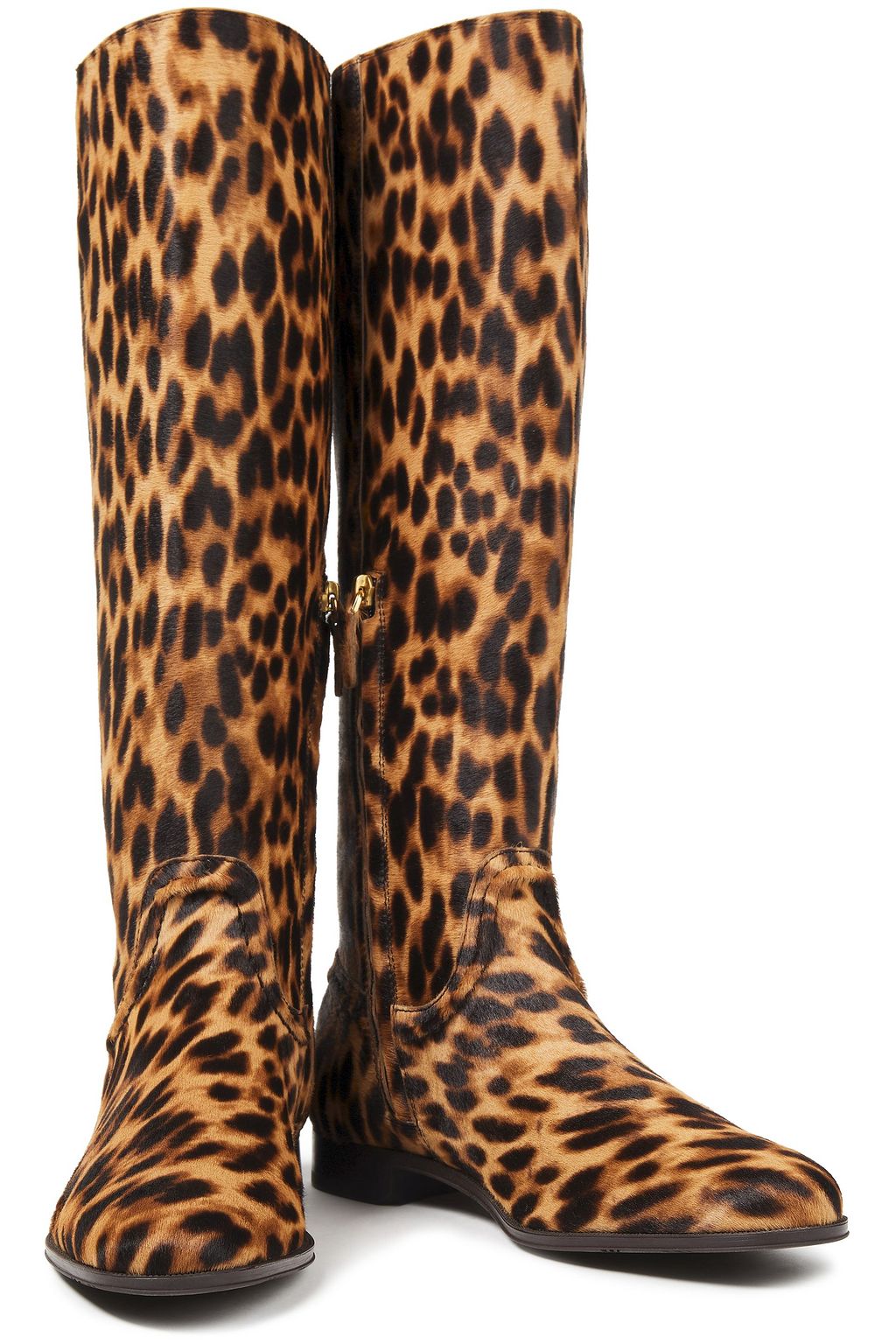 TOD'S Leopard-print calf hair knee boots