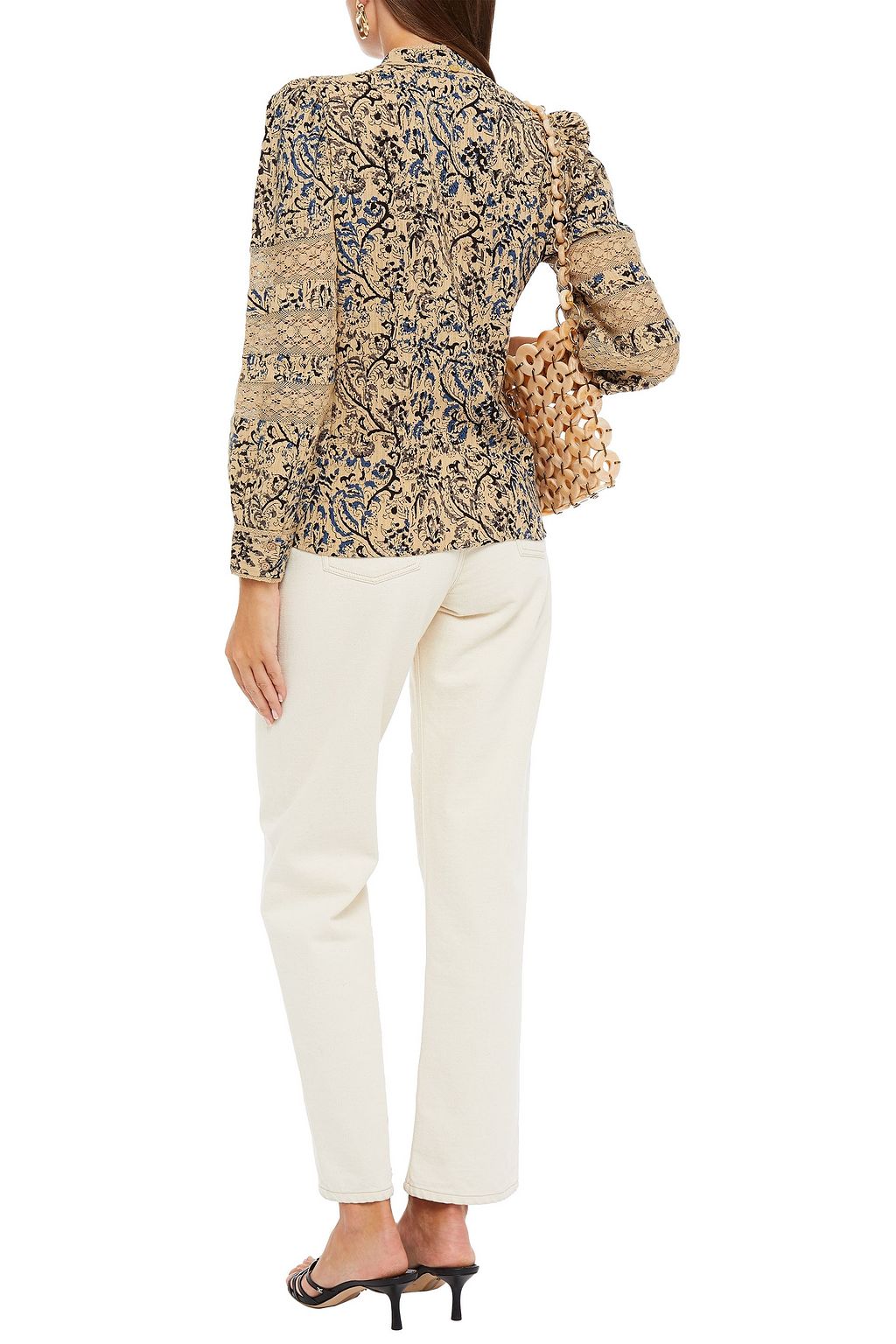 ANTIK BATIK Mary crocheted lace-trimmed printed cotton-gauze blouse