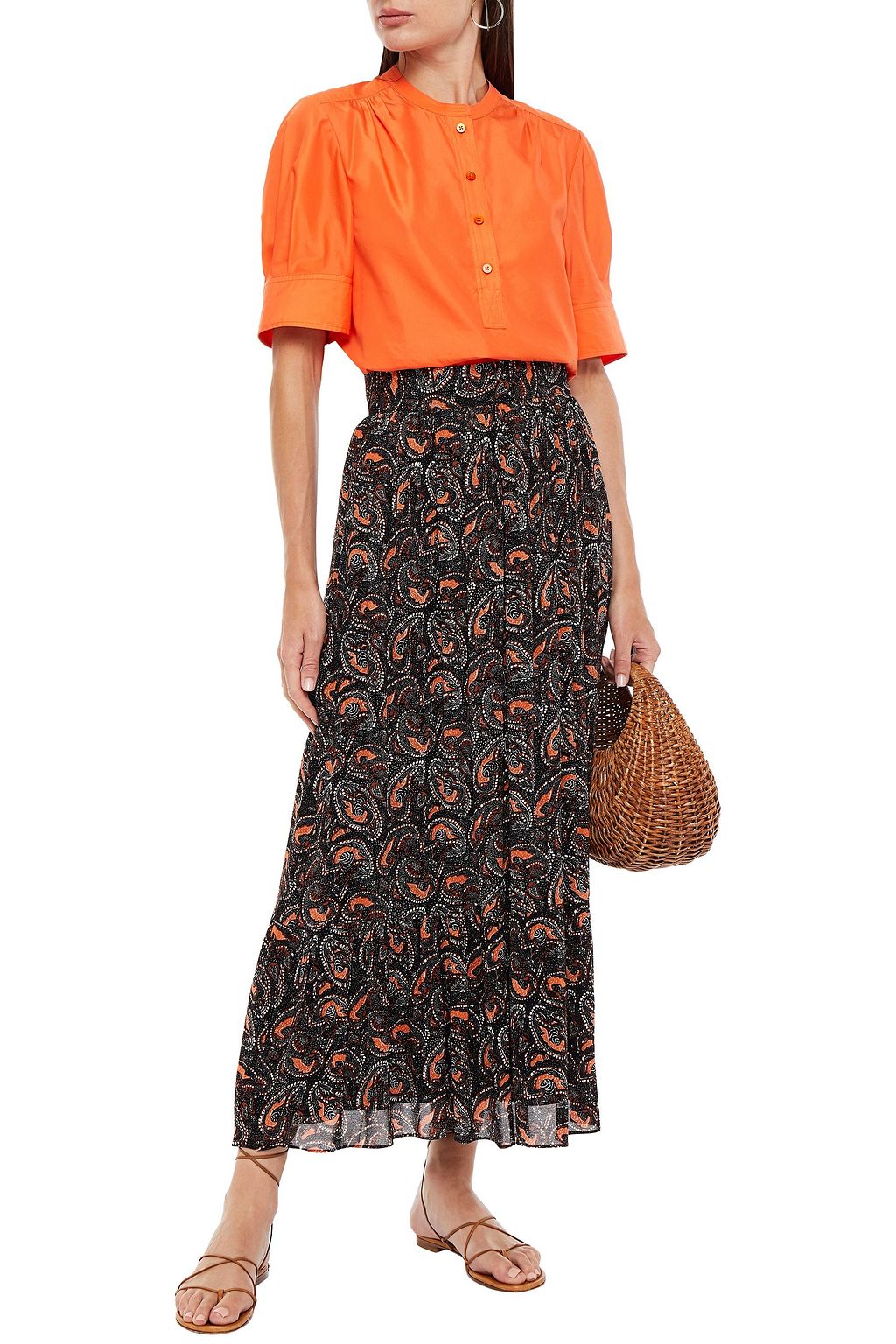 ANTIK BATIK Otto gathered printed crepe maxi skirt