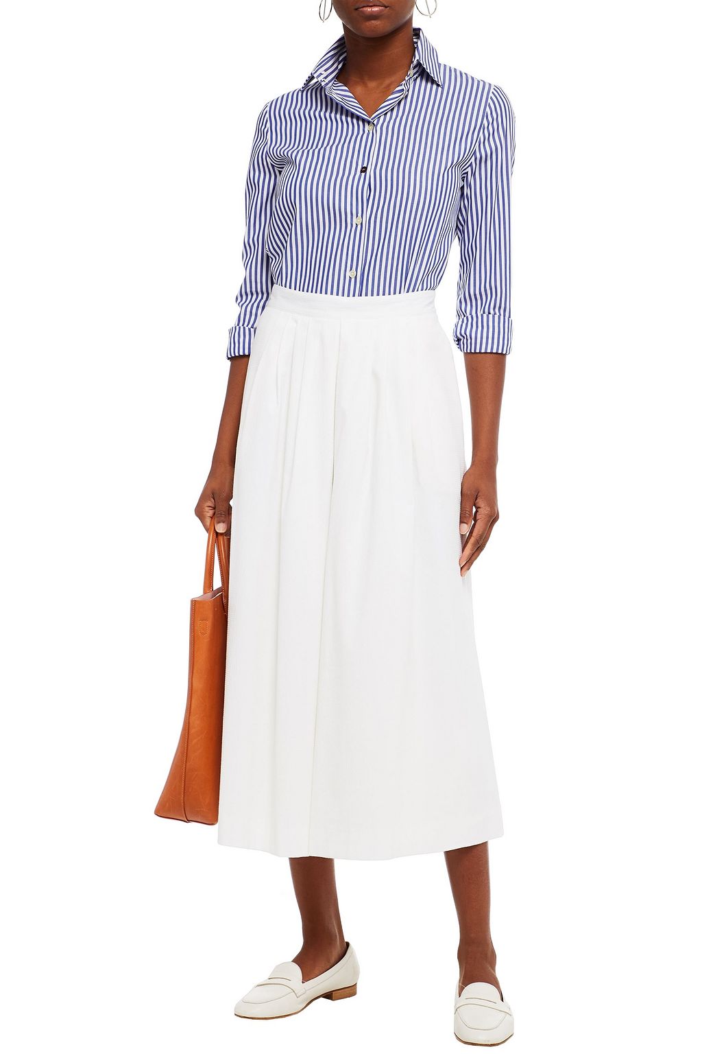 PS PAUL SMITH Cotton-blend seersucker culottes