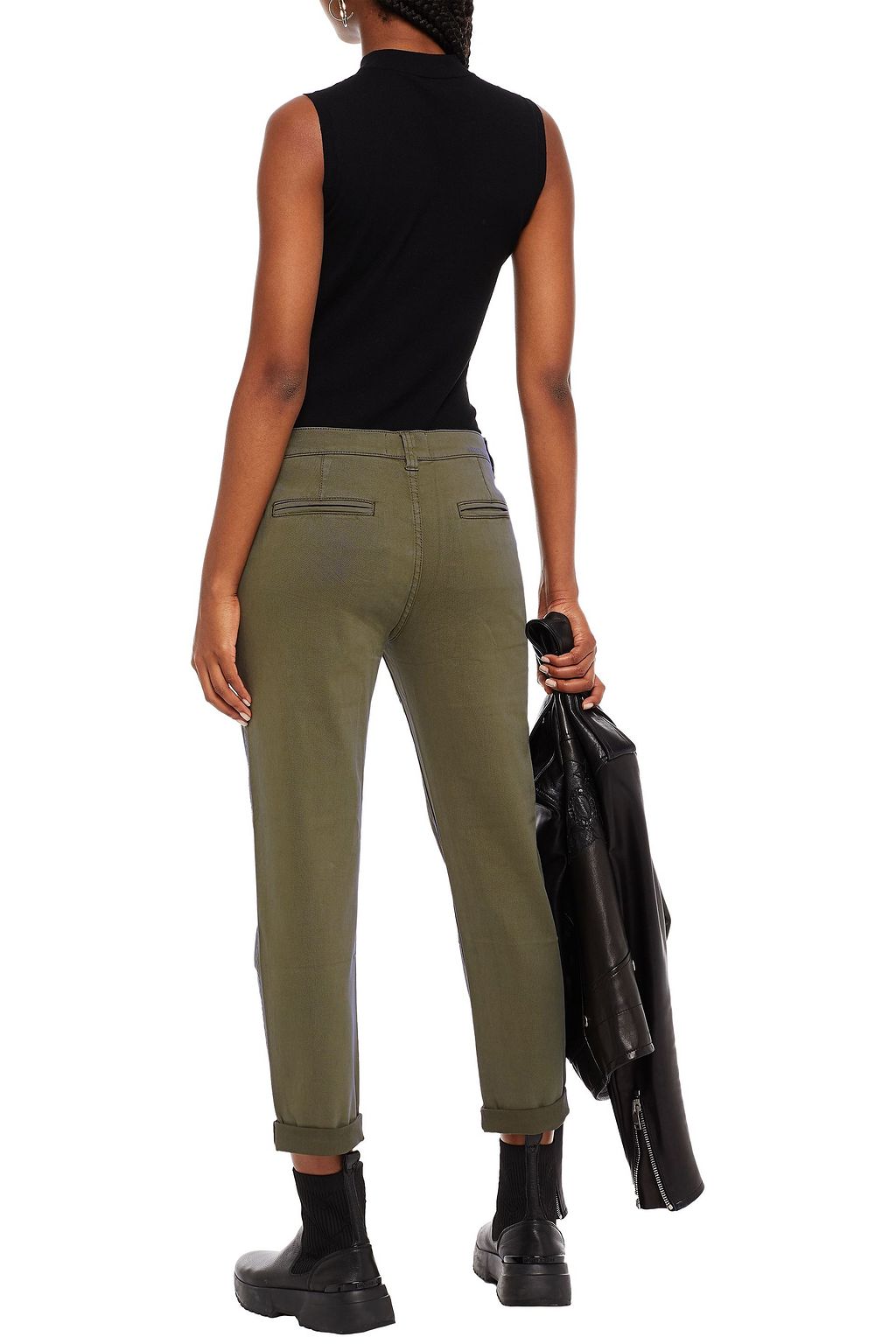 CURRENT/ELLIOTT Cropped cotton-blend gabardine slim-leg pants