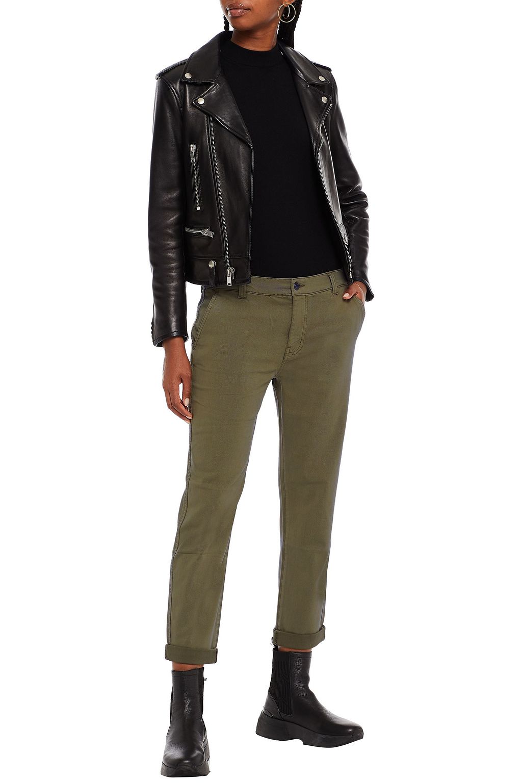 CURRENT/ELLIOTT Cropped cotton-blend gabardine slim-leg pants