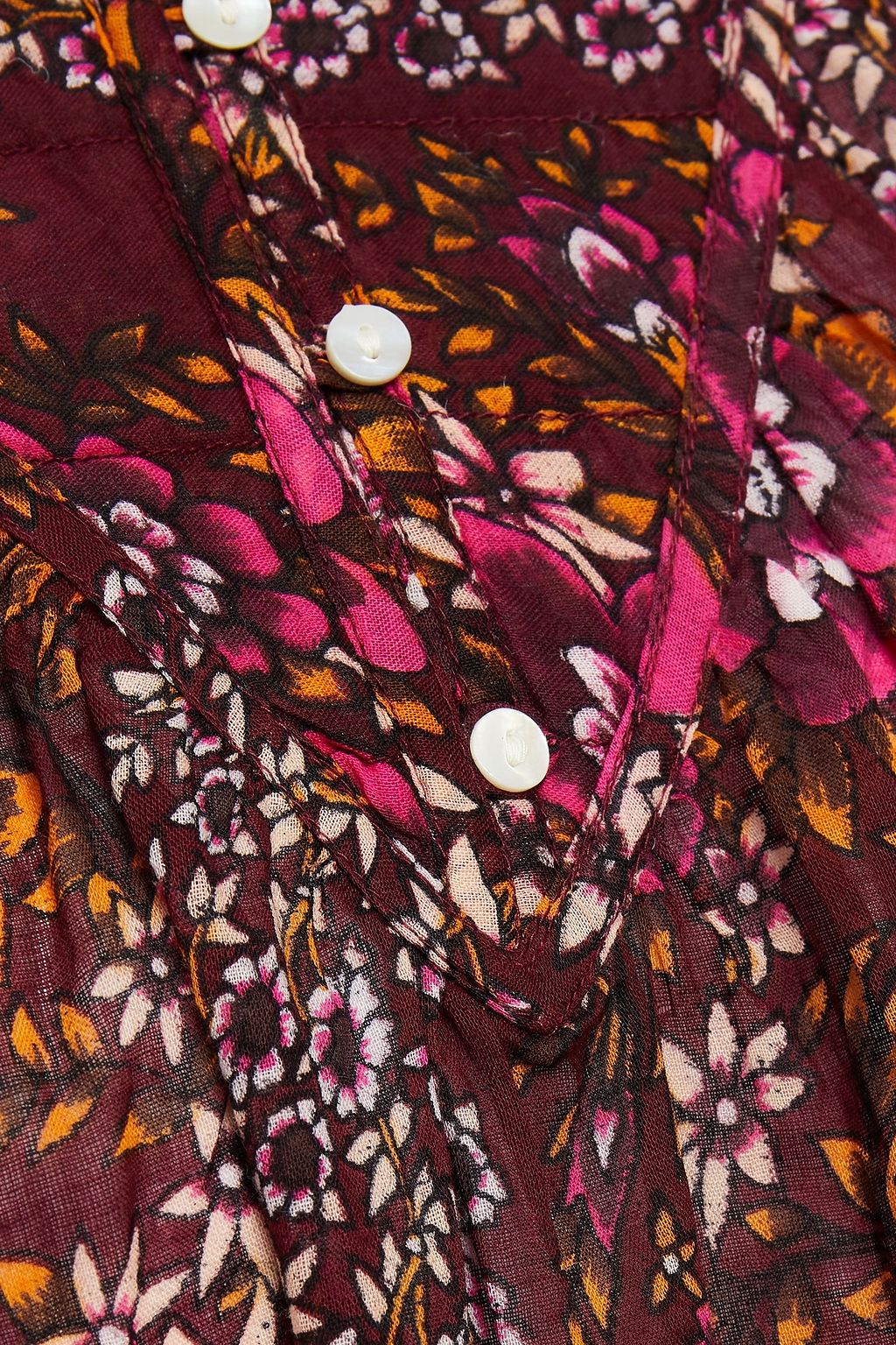 ANTIK BATIK Lady gathered floral-print cotton-voile blouse