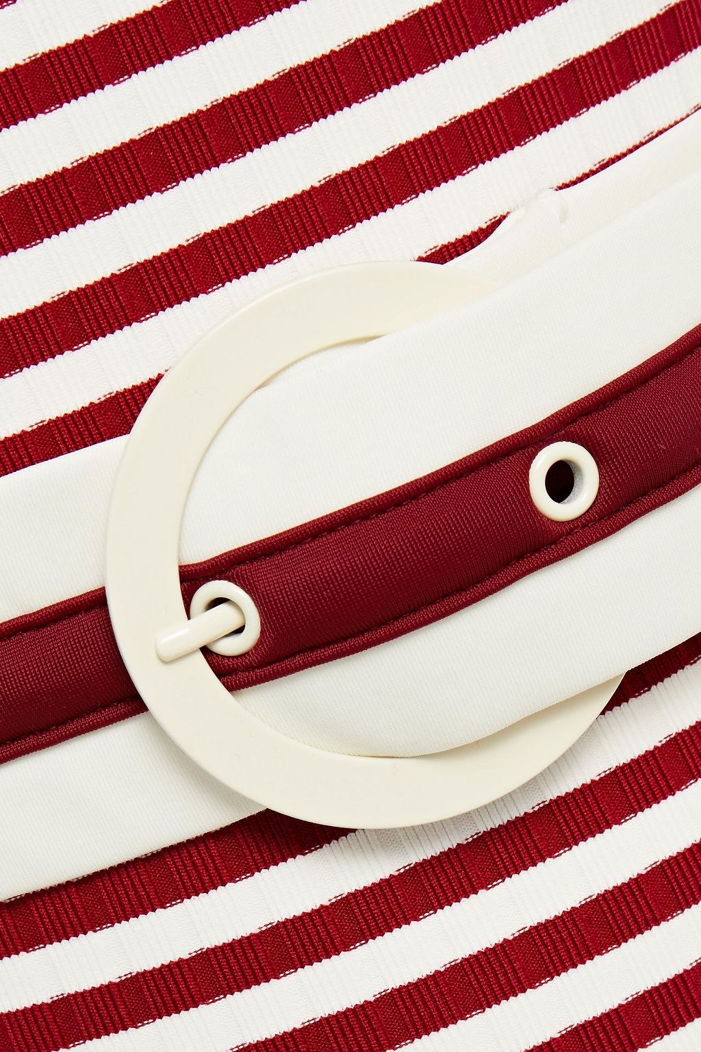 SOLID & STRIPED Belted ribbed striped swimsuit
